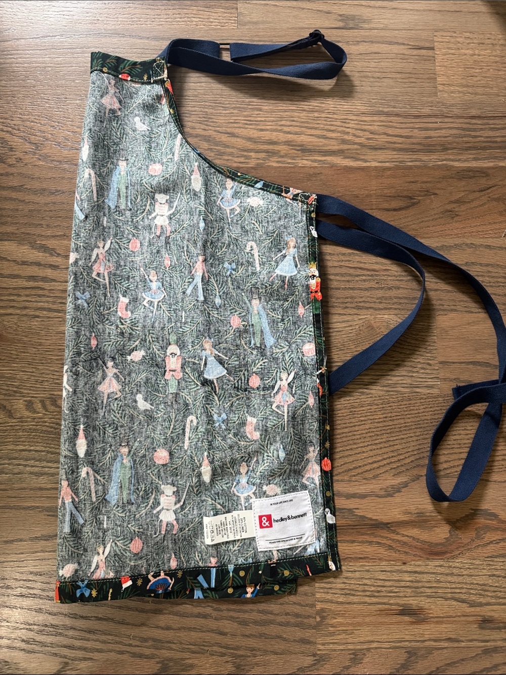 Kids Holiday Nutcracker Print Apron with Navy Ties - Picture 4 of 4